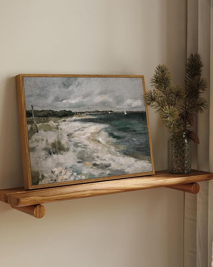 InSimSea Framed Canvas Wall Art Vintage Decor, Coastal Wall Art Living Room, Storm Clouds Wall Art Bathroom Pictures, Traditional Scenic Pictures for Bedroom Farmhouse Office Decor, 12"x16"