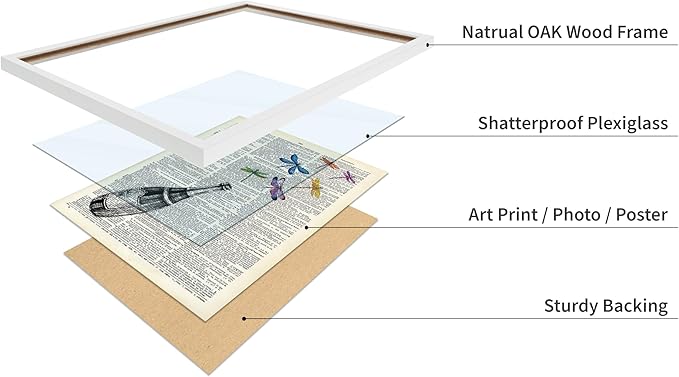 Poster Master Dictionary Art Poster - Champagne Bottle Print - Dragonfly Art - Alcohol Art - Gift for Men, Women & Bartender - Great Decor for Bar, Kitchen or Restaurant, 8x10 White Framed