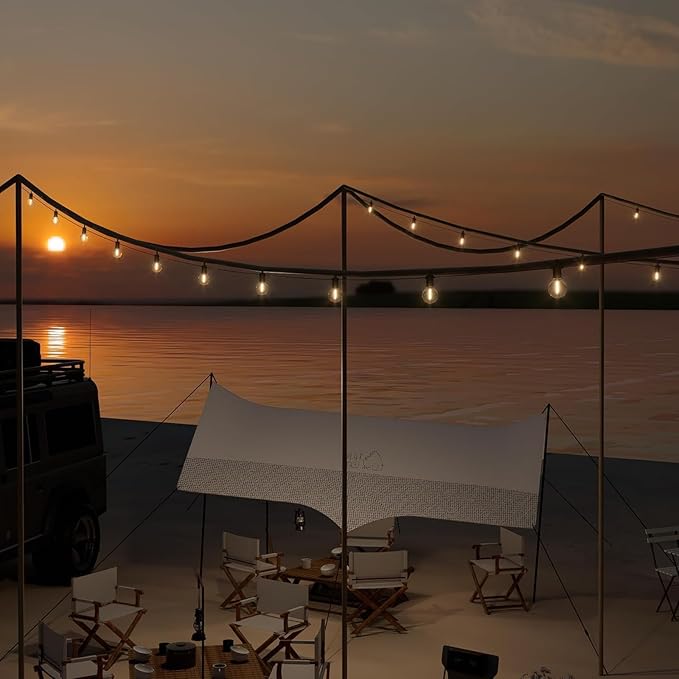 Outdoor String Lights 50 ft, LED Grobe Patio Lights with 27（25+2 Spare G40 Shatterproof Bulbs, IP 65 Waterproof, Outside Hanging Light for Cafe Bistro Backyard