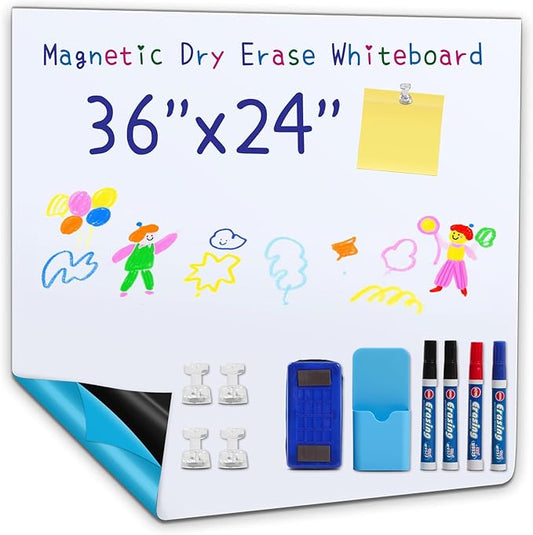 Magnetic Dry Erase whiteboard Paper with self Adhesive Backing Adhesive, 36“ x 24”, Easy to Write and Clean, for Kids Home playroom Office, Peel and Stick Wallpaper.