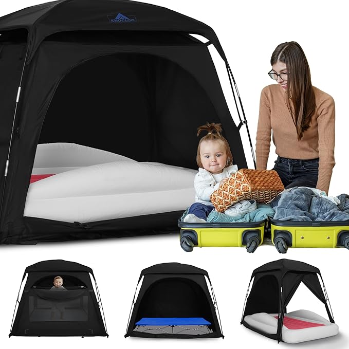 Blackout Tent for Pack and Play, Mini Crib, Kids Travel Bed & Cot, Sleep Pod for Baby & Toddler, Breathable Design with Fan Pouch & Monitor Pouch, Lightweight and Portable