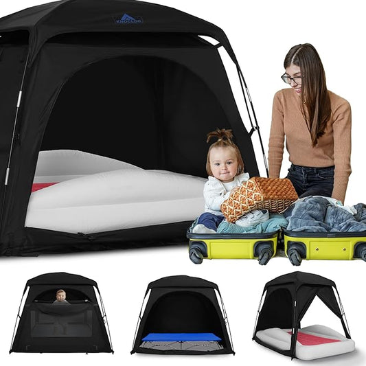 Blackout Tent for Pack and Play, Mini Crib, Kids Travel Bed & Cot, Sleep Pod for Baby & Toddler, Breathable Design with Fan Pouch & Monitor Pouch, Lightweight and Portable