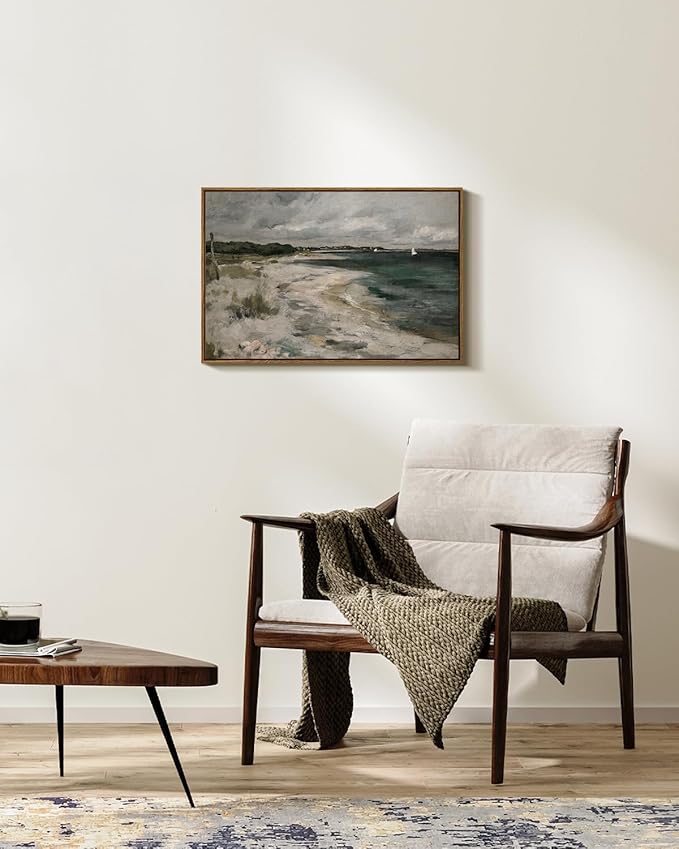 InSimSea Framed Canvas Wall Art, Large Coastal Seaside Painting Prints, Modern Farmhouse Rustic Wall Decor for Living Room Bedroom, French Country Decor, 20"x30"