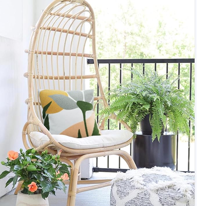 Merrycolor Boho Decorative Throw Pillow Covers Abstract Tufted Mid Century Modern Throw Pillows Leaf Sun Aesthetic Textured Pillow Cover Green Throw Pillows Cover for Bed Couch,Flower 18x18 Inch