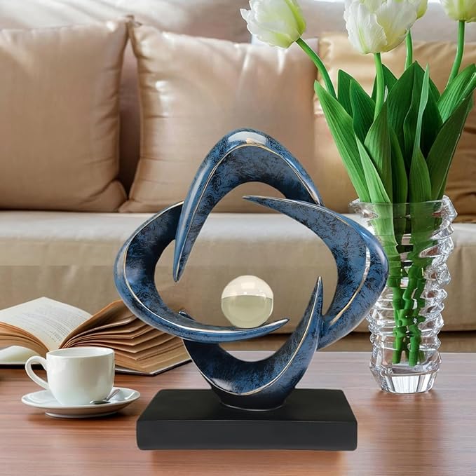 Modern Home Decor Abstract Decorative Sculpture Decorations for Living Room Dining Room Office, Resin Art Statues Coffee Table Bookshelf Decor Accents (Blue)