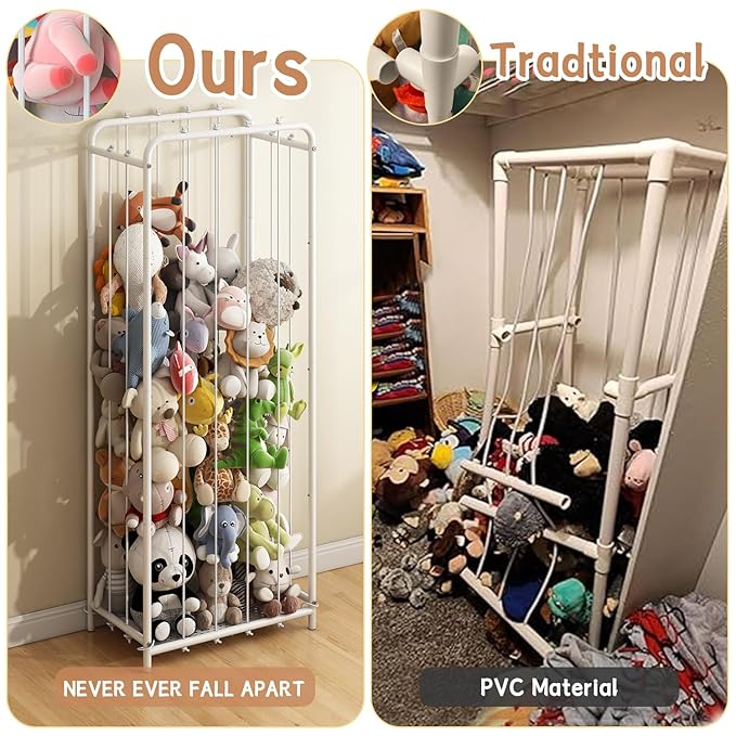 All Metal Stuffed Animal Storage, Never Fall Apart Stuffed Animal Zoo, Extra Large Stuffed Animal Holder - Sturdy Metal Plush Toy Organizer Perfect for Boys Girls Nursery Play Room Kidsroom