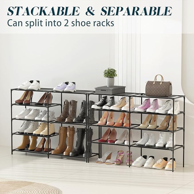 TY ARTS & CULTURE 9-Tier Metal Shoes Rack, Black, 34.6"L x 10.2"W x 56.3"H