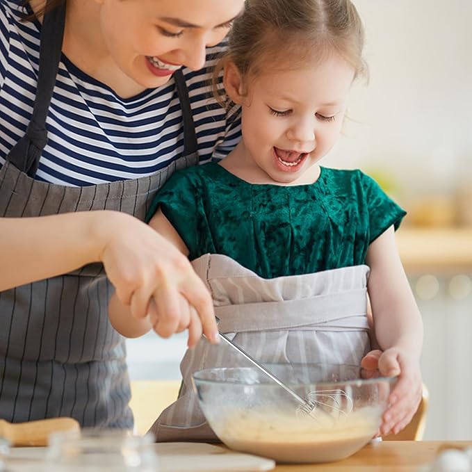 Stainless Steel Semi-automatic Whisk, 3 PCS Hand Push Rotary Whisk Blender for Making Cream, Whisking, Blending, Mixing, Whipping Smoothies & Shakes (10 &12 &14 Inch)