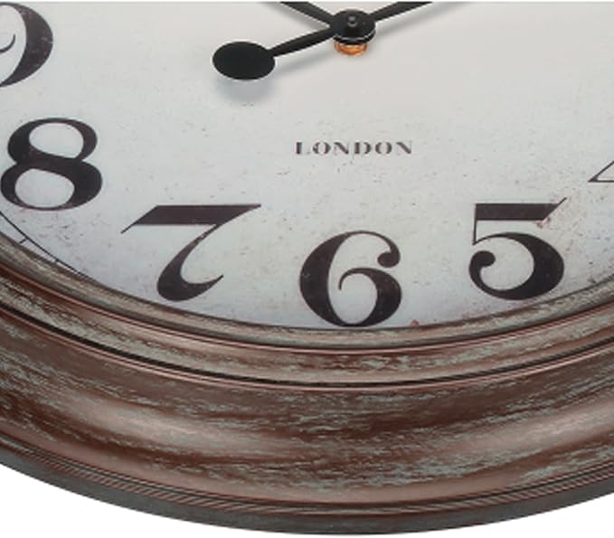 20 Inch Retro Farmhouse Wall Clock, Vintage Silent Non-Ticking, Battery Operated Decorative Clock for Living Room, Kitchen, Bedroom, Office and Home Decor, Bronze White Arabic Number