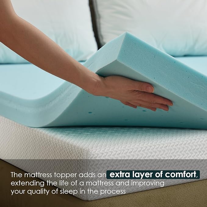 FDW | 8" Queen Mattress + 2" Cooling Mattress Topper | Gel Memory Foam | Medium Firm Feel | White | with Washable Cover for Cool Sleep and Pressure Relief | Bed in a Box, CertiPUR-US Certified