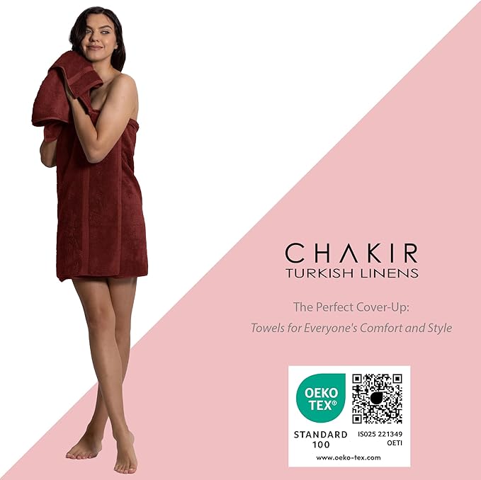 Chakir Turkish Linens, 100% Cotton Premium Quality Turkish Bath Sheets (35''x70'' Large Bath Sheet Towels - Cranberry)