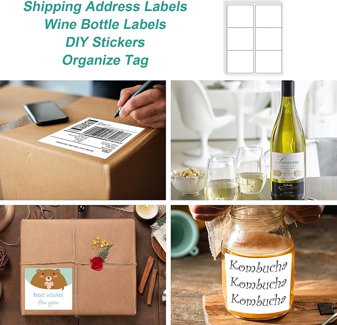 MFLABEL 3¾ "" x 4 "" Shipping Address Labels - FBA Ready, 6-Up Sticker, White, Easy Peel, Laser/Ink Jet, 6 Per Page (21000 Labels, 3500 Sheets)