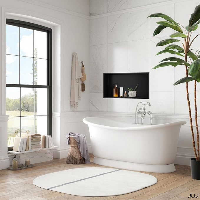 28" X 16" Stainless Steel Shower Niche Insert Tile Ready, Niche for Shower Wall, Recessed Shelf No Tile Needed for Bathroom Storage, Matte Black