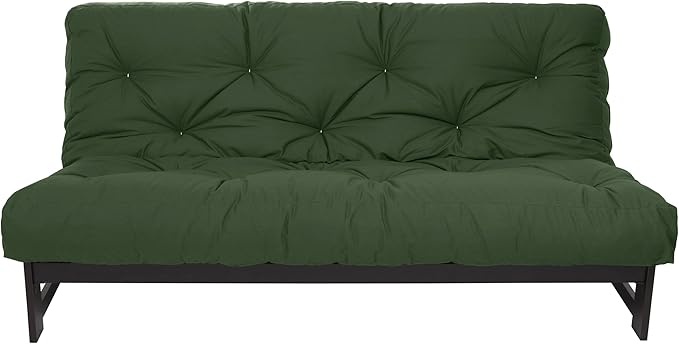 Mozaic Full Size 8-Inch Cotton Twill Gel Dual Memory Foam Futon Mattress, Hunter Green