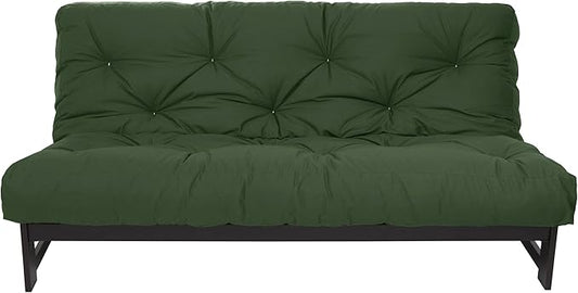 Mozaic Full Size 8-Inch Cotton Twill Gel Dual Memory Foam Futon Mattress, Hunter Green