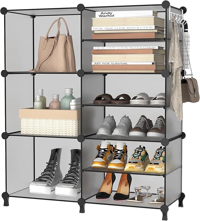 AWTATOS Closet Organizer 6 Cube Storage Shelves Portable Closet Clothes Organizers and Storage Stackable Cubby Shelving for Closet Bedroom Living Room Grey