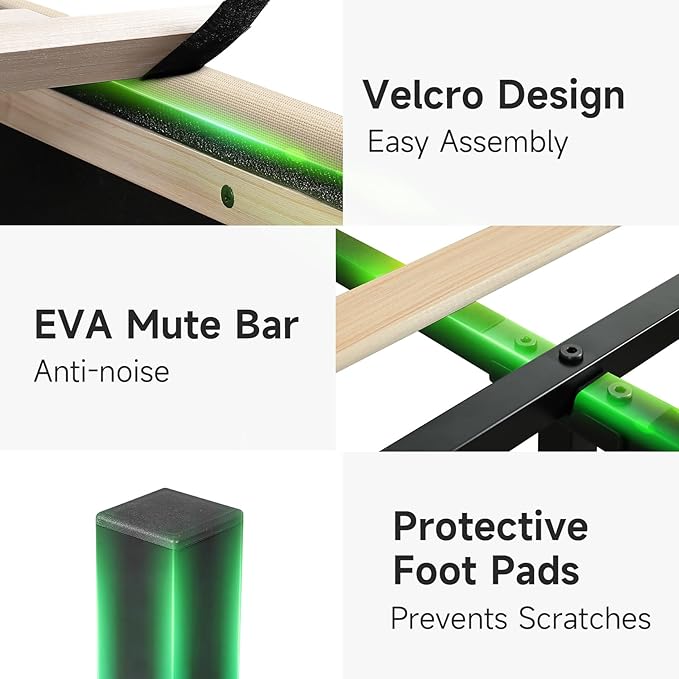 koorlian Twin Size Bed Frame with Headboard, Adjustable Upholstered Platform Bed Frame with Type-C&USB Ports for Kids, Wingback Storage Headboard, Solid Wood Slats Support, No Box Spring Needed, Beige