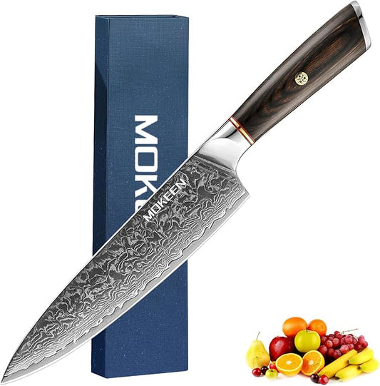 Chef Knife - 67 Layers VG10 Damascus Steel Kitchen Knife 8 Inch Japanese Knife for Slicing Meat Vegetable Cleaver - Cooking Knife with Pakkawood Handle - Ultra Sharp