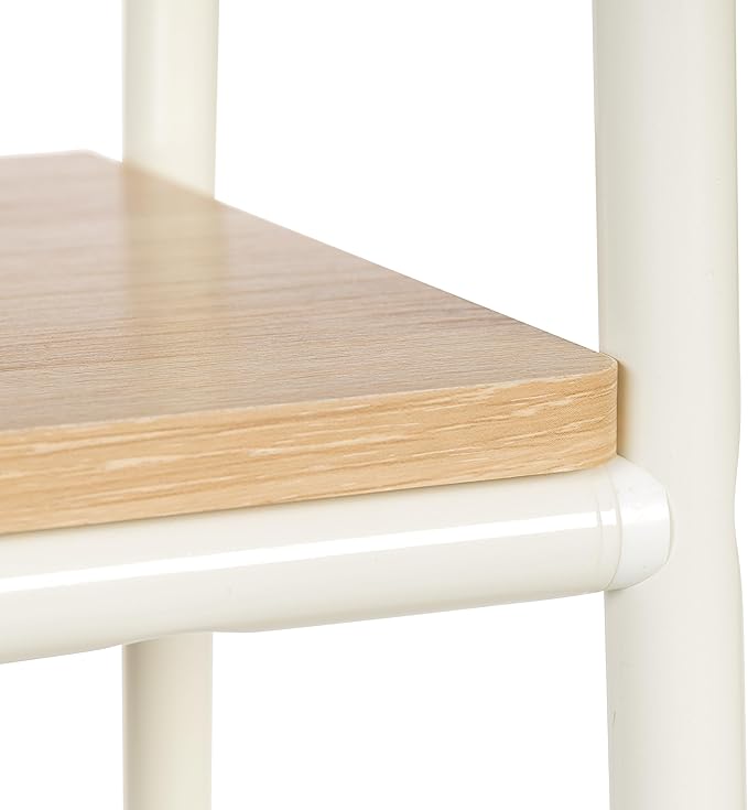 IRIS USA Clothes Rack for Hanging Clothes with Bottom Wood Shelf, Freestanding Clothing Rack, Easy to Assemble Garment Rack, Metal, Sturdy Design, Multipurpose, Small Space Storage Solution, White