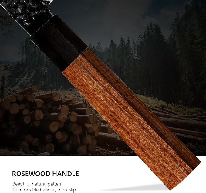 Santoku Chef Knife 7 inch Japanese 3 Layer 9CR18MOV High Carbon Steel Kitchen Knife, Professional Hand Forged Chef's Knife with Rosewood Handle