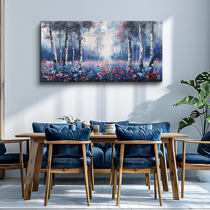 MHARTK66 Large Boho Canvas Wall Art For Living Room Wall Decor For Bedroom Trees Forest Scenery Paintings Office Decorations Stretched And Framed Pictures Modern Aesthetic Home Decor Mural Artwork