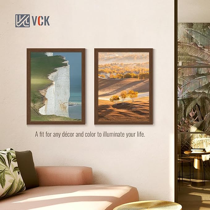 VCK 18x24 Poster Frame Set of 4 - Brown, Gallery-Quality Wood Picture Frames, 1.1-Inch Wide Border, Polished Plexiglass, Vertical or Horizontal Wall Display for Photo/Art/Prints, Brown