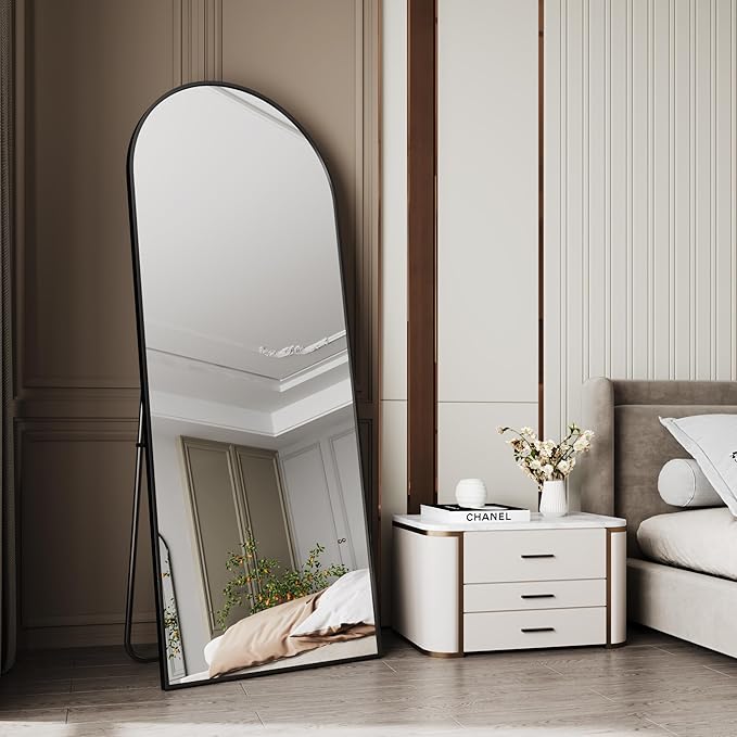 28"x71" Black Full Length Mirror,Nano Glass espejos Grandes para sala Elegantes, Floor Mirrors for Bedroom Full Length,Arched Floor Mirror
