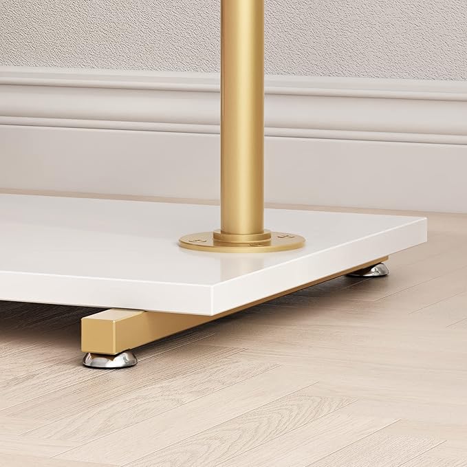 Gold Metal Clothing Rack with Wood Shelf, Heavy Duty Rolling Garment Rack with Wheels for Bedroom Retail Boutique Use (37.4L inches)