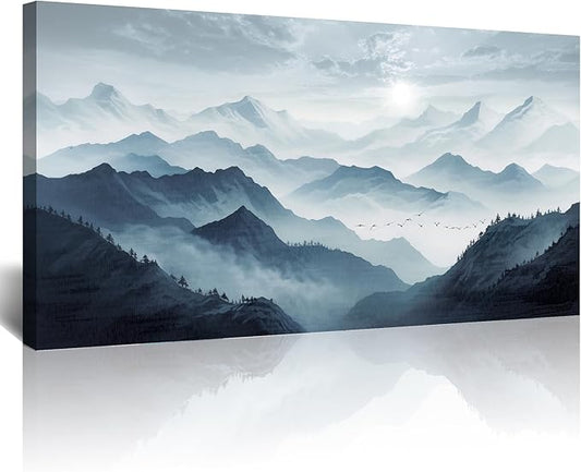 Lapremoly Wall Art, Framed Canvas Poster, Minimalist Abstract Ink Wall Painting, Living Room, Bedroom Decor, 20x40 inches