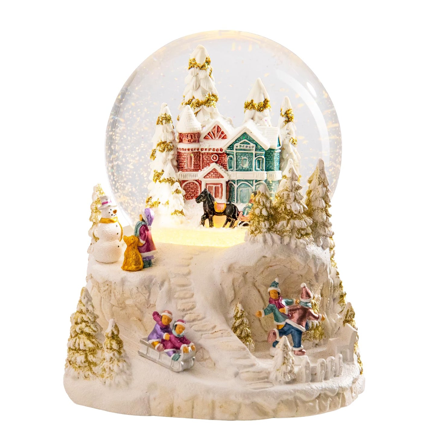 MUMTOP Christmas Snow Globes, Snow Globes Christmas with Musical Battery Operated LED Lights Glittering Water Globes Winter for Holiday Home Indoor Christmas Decorations and Gifts