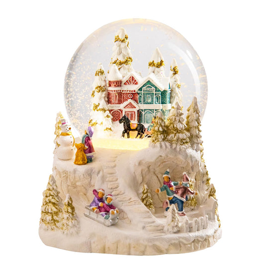 MUMTOP Christmas Snow Globes, Snow Globes Christmas with Musical Battery Operated LED Lights Glittering Water Globes Winter for Holiday Home Indoor Christmas Decorations and Gifts