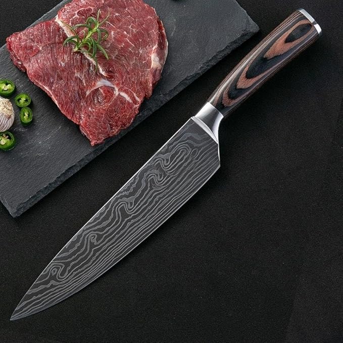 Seido Knives Master Chef Knife Japanese Handmade High Carbon Steel 8 inch - Perfectly Well-Balanced Pakka Wood Handle Kitchen Slicing Knife Razor-sharp Blade Precision Cutting