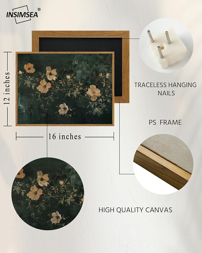 InSimSea Framed Wall Art for Living Room Floral Painting Pictures St.Patrick Day Wall Decor Aesthetic Flower Art Canvas Print Farmhouse Artwork Home Decor for Bathrrom, Bedroom, Office Décor 12x16In