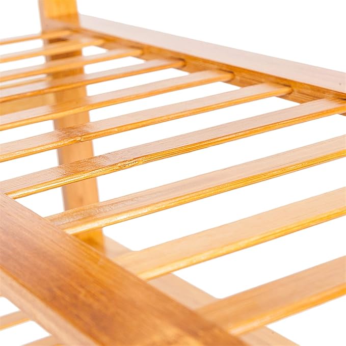 4-Tier Open Bamboo Shoe Rack Concise 12-Strip 4 Tiers Spacious Storage Shelf Stable Elegant Shoe Shelf Organizer Holds up to 44lbs for Entryway, Bedroom, Living Room, Kitchen (Wood Color)