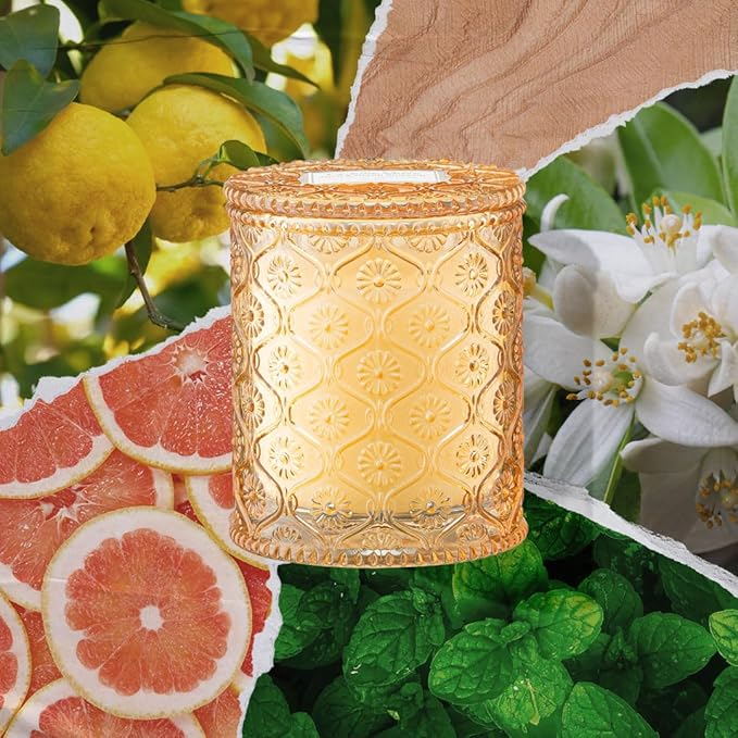LA JOLIE MUSE Yuzu & Neroli Blossom Scented Candles, Citrus Candles for Home Scented, Natural Soy Wax Candle, Candles Gifts for Women, 6 oz 40 Hours Burn