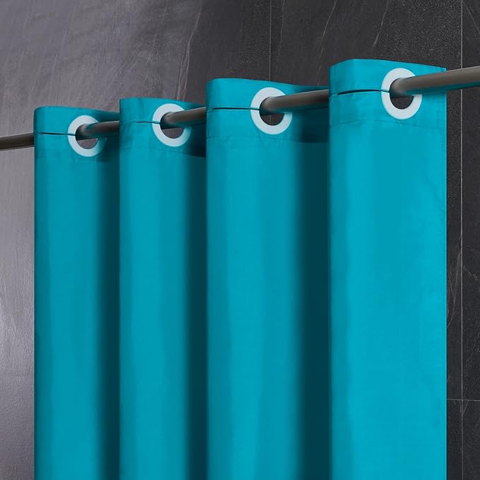 Furlinic Fabric Shower Curtain Liner,No Hooks Required,Waterproof Polyester Heavy Duty Bathroom Curtains with Weighted Hem Lead Wire,Teal Blue,Standard,72x72 Inch.