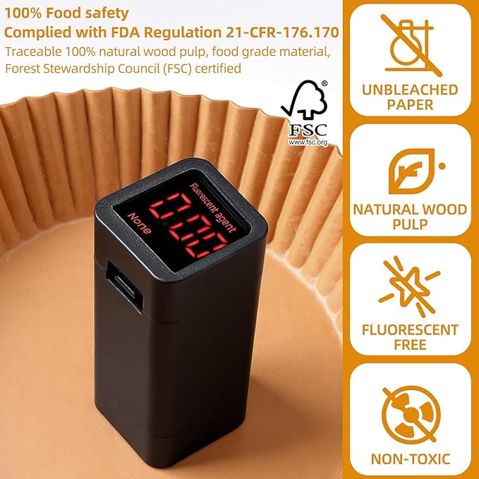 Air Fryer Paper Liners for 6-8 Qt Airfryer, 200pcs 7.9 x 7.9 inch XL Square Disposable Parchment Tray