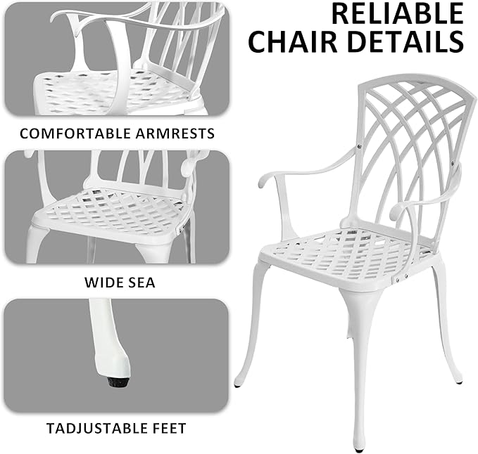 Patio Bistro Set, Bistro Set Outdoor 3 Piece, Cast Aluminum Patio Furniture Set, Garden Table Set, 1.97" Umbrella Hole