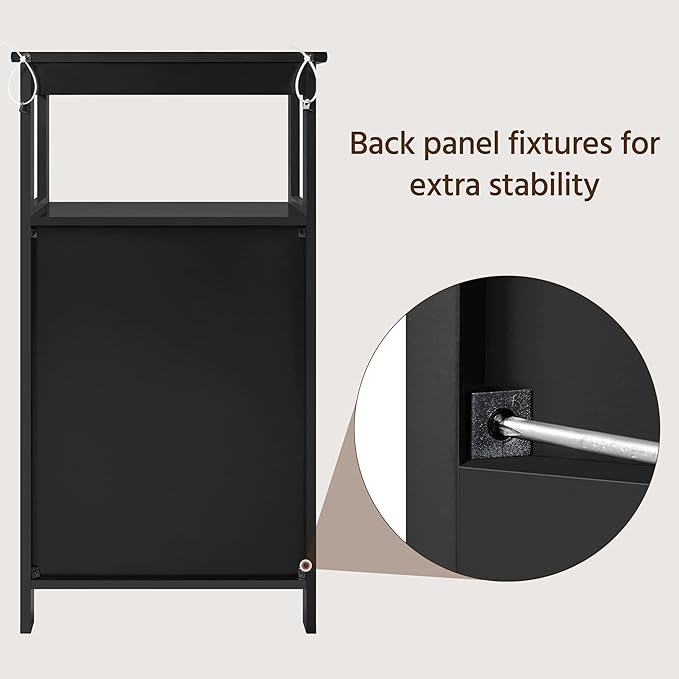 Yaheetech 4-Tier Bathroom Floor Storage Cabinet, Bathroom Free Standing Storage Organizer with Single Door and Adjustable Shelf, Narrow Side Cabinet for Living Room, Kitchen, Hallway, Black