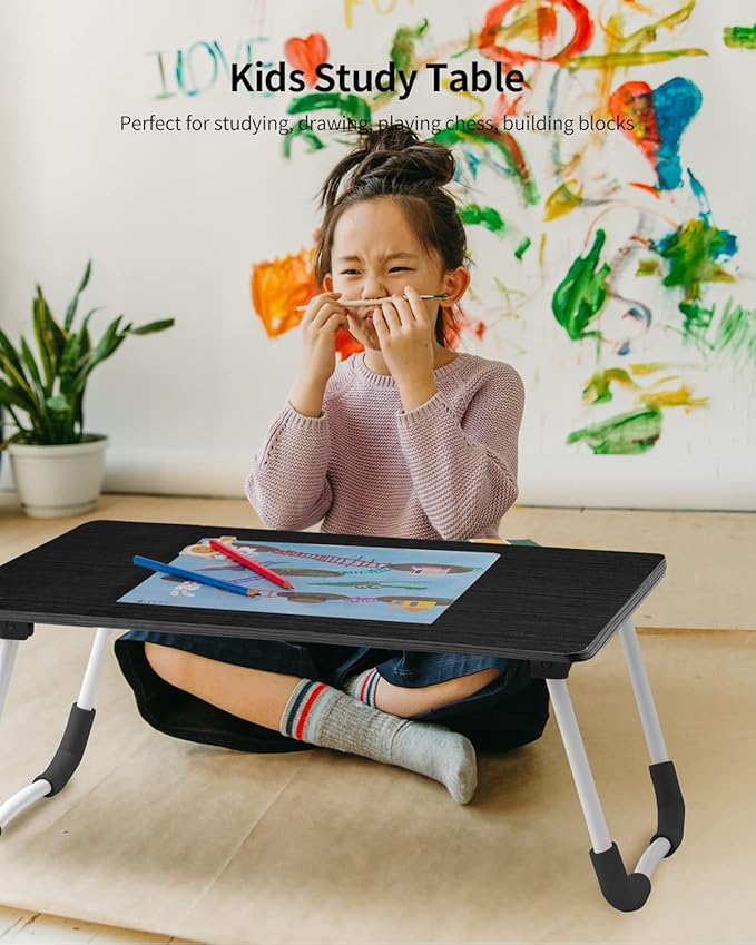 Ruxury Folding Lap Desk Laptop Stand Bed Desk Table Tray, Breakfast Serving Tray, Portable & Lightweight Mini Table for Sofa Couch Floor - Black