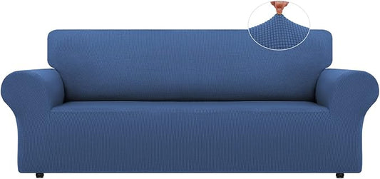 LURKA Stretch Oversized Sofa Slipcovers 1 Piece Couch Covers for 3 Cushion Couch Sofa Furniture Protector Full Sofa Covers with Elastic Bottom for Kids and Pet (X-Large, Blue)