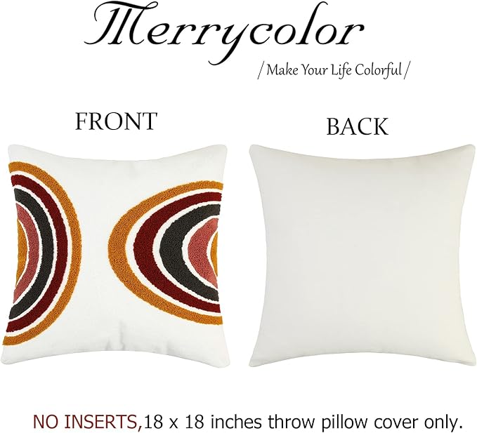 Merrycolor Boho Abstract Throw Pillow Covers 18x18 Tufted Sun Pillow Covers Colorful Mid Century Modern Pillow Covers Boho Pillows Decorative Throw Pillow Case for Bed Couch Living Room,1PC