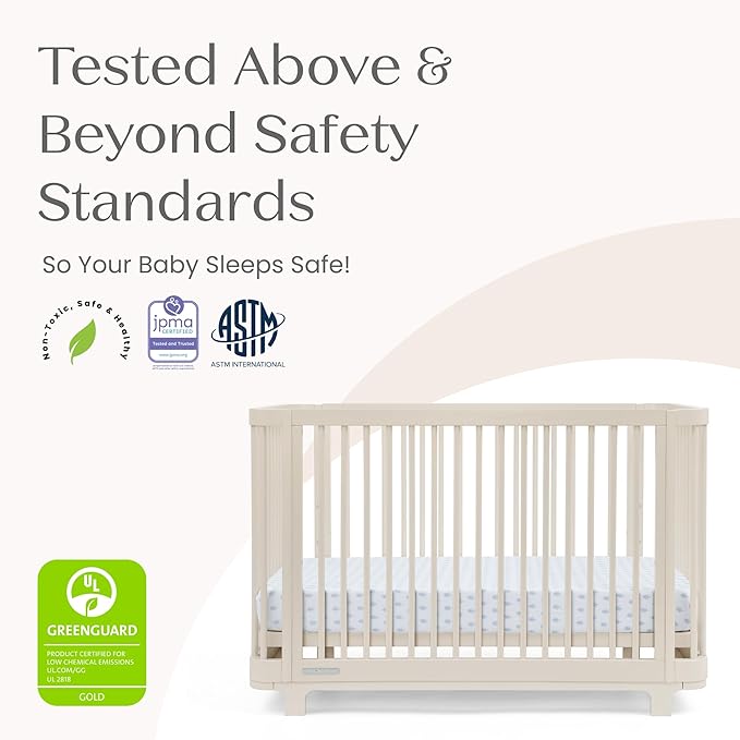 Delta Children Nest 4-in-1 Convertible Crib - Greenguard Gold Certified, Soft Beige