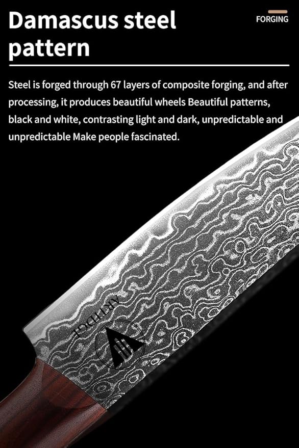 4.7" Paring Knife Damascus Steel Fruit Knives - 67-Layer Forged Kitchen Peeling Knife with Natural Solid Wood Handle Kitchen Utility Knives, 15° Double-Edged Blade, Ultra-Sharp & Durable