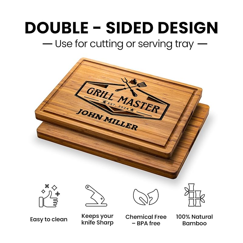 Personalized Grill Cutting Board for Men, Customized Grill Master Gifts for Dad, Unique Father's Day Gifts for Him, Customizable BBQ Grill Accesories Gift for Barbecue Lovers