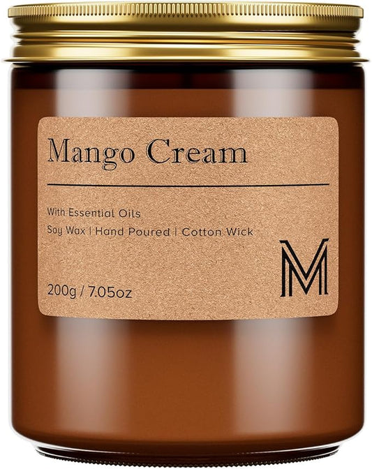 M&SENSE Mango Cream Home Scented Candle for Relaxation, Gifting, Spa | 7.05oz Candles Gift for Birthday Housewarming Mother's Valentine Day