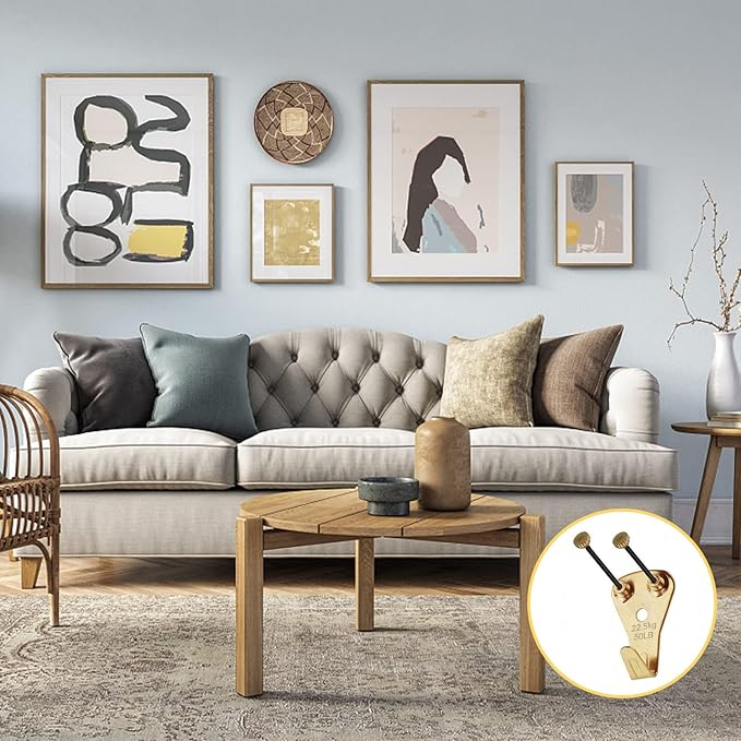 Picture Hangers, 120pcs Picture Hooks with Nails, FUZANWJ Picture Hanging kit, Wall Hangers, Wall Hanging Kit for Drywall/Wooden Wall, Holds 10-50 lbs