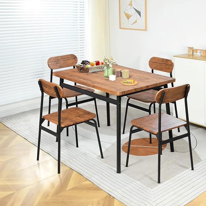 Hooseng Dining Room Table Set Dinner Table Set for 4 Breakfast Table Set for 4, Suitable Kitchen, Living Room, Breakfast, Small Spaces (1, Oval)
