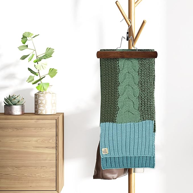 Nature Smile Wooden Pants Skirt Hangers, Smooth Finish Solid Wood Non Slip Jeans Slack Clamp Hangers Hair Extension Hangers (10 Pack Retro)…