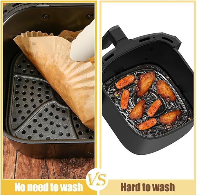 7.5 Inch Air Fryer Parchment Paper Liners Square,150 Pcs Non-stick &Oil-proof Air Fryer Liners Disposable for 2-5 QT Frying,Baking,Roast